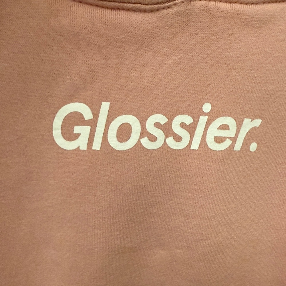 Glossier Dusty Pink Logo Hoodie XXL Blush New without Tags - Fancy Cute - Picture 3 of 9
